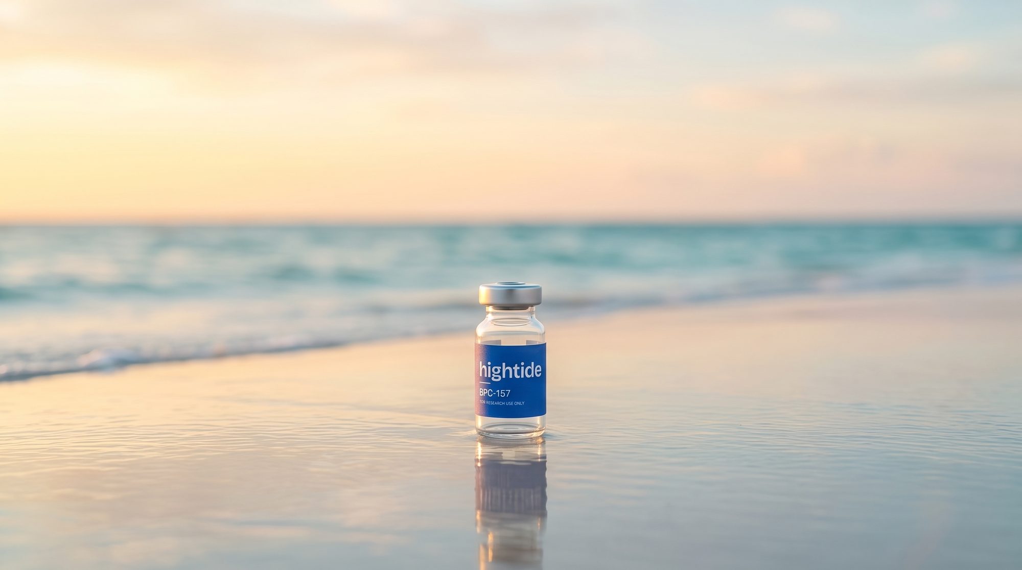 Hightide research vial on the shoreline at sunset